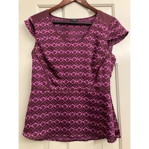 ANN TAYLOR‎ Women's Short Sleeve Purple Blouse Size 4 Peplum